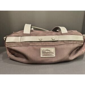 Lacoste Nylon Satchel Tote w/ Leather Trim | Brown | Silver-Tone | Authentic
